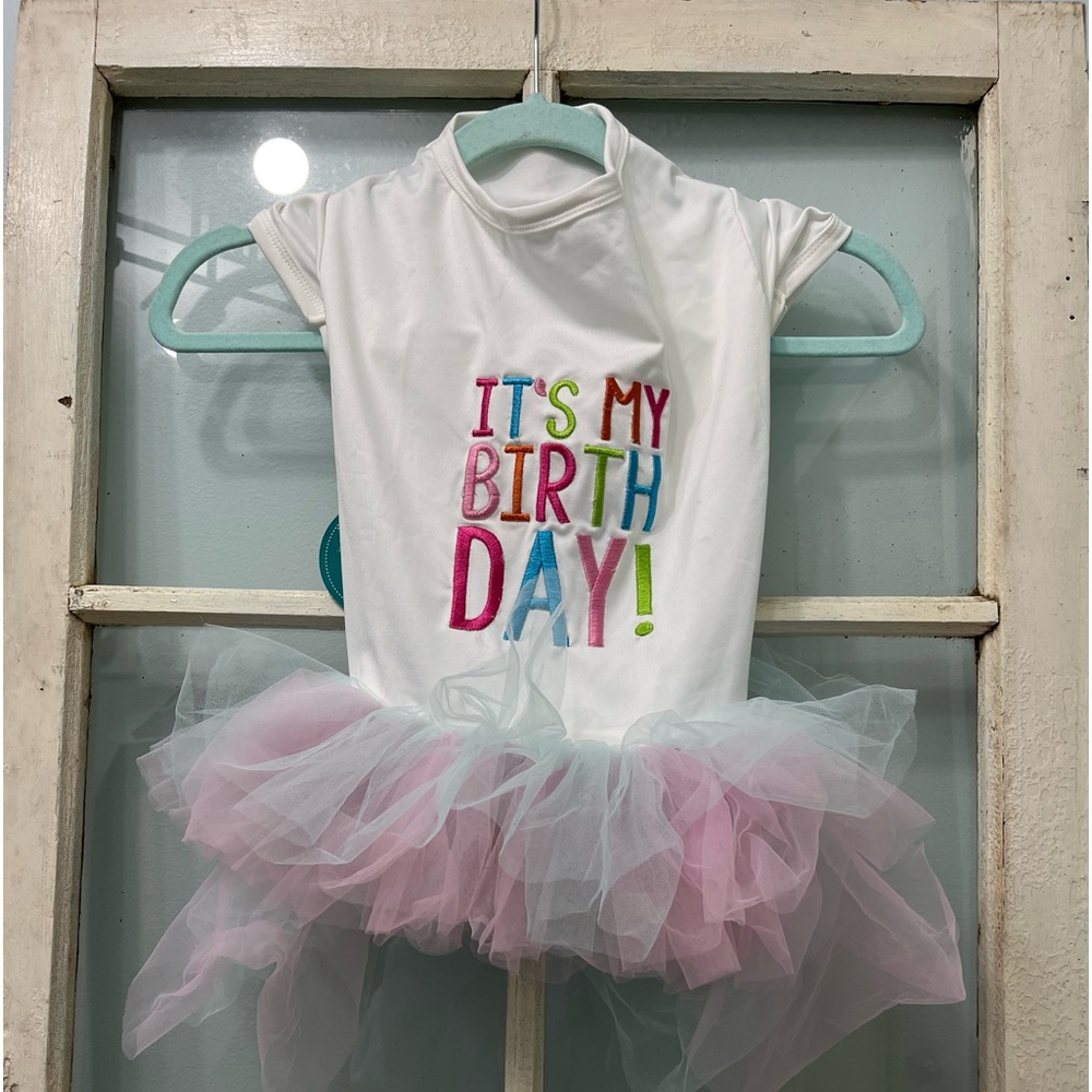 Pet Circle brand ,It's My Birthday XL dog dress NWT , multi color with tulle !